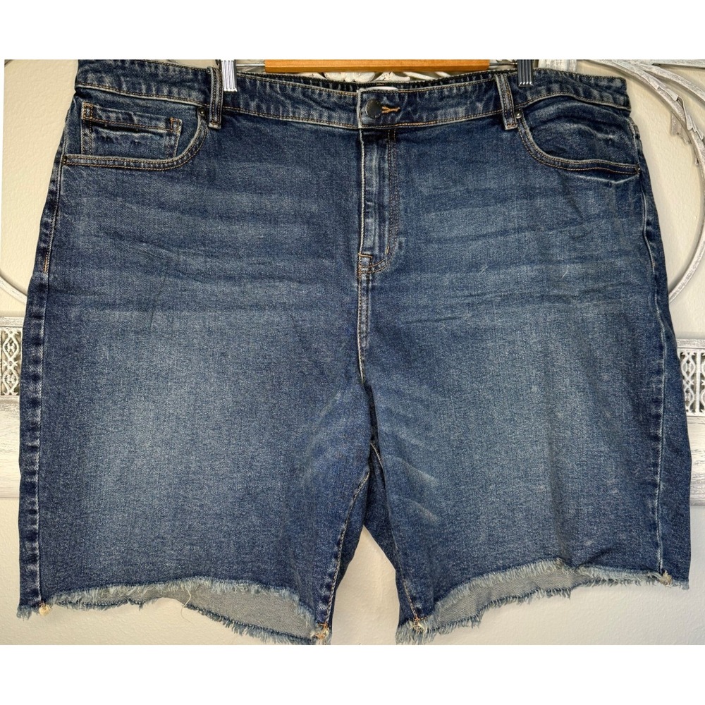 Lane Bryant Flex Magic‎ Waistband Mid-Rise Boyfriend Bermuda Shorts Blue Size 24